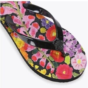 Kurt Geiger London Kensington Black Floral Flip Flop Sandal Sz 38/US 7.5 New